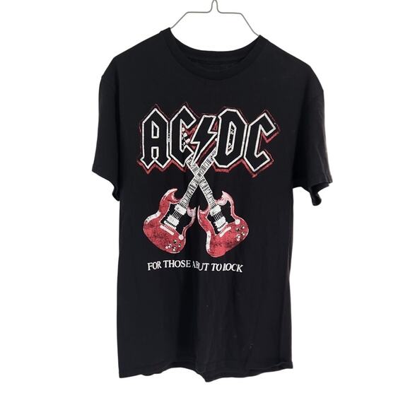 ACDC Black Short Sleeve Band Tee T-Shirt Womens Size Medium M - Picture 1 of 3